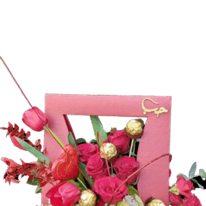 sac roses with chocolate